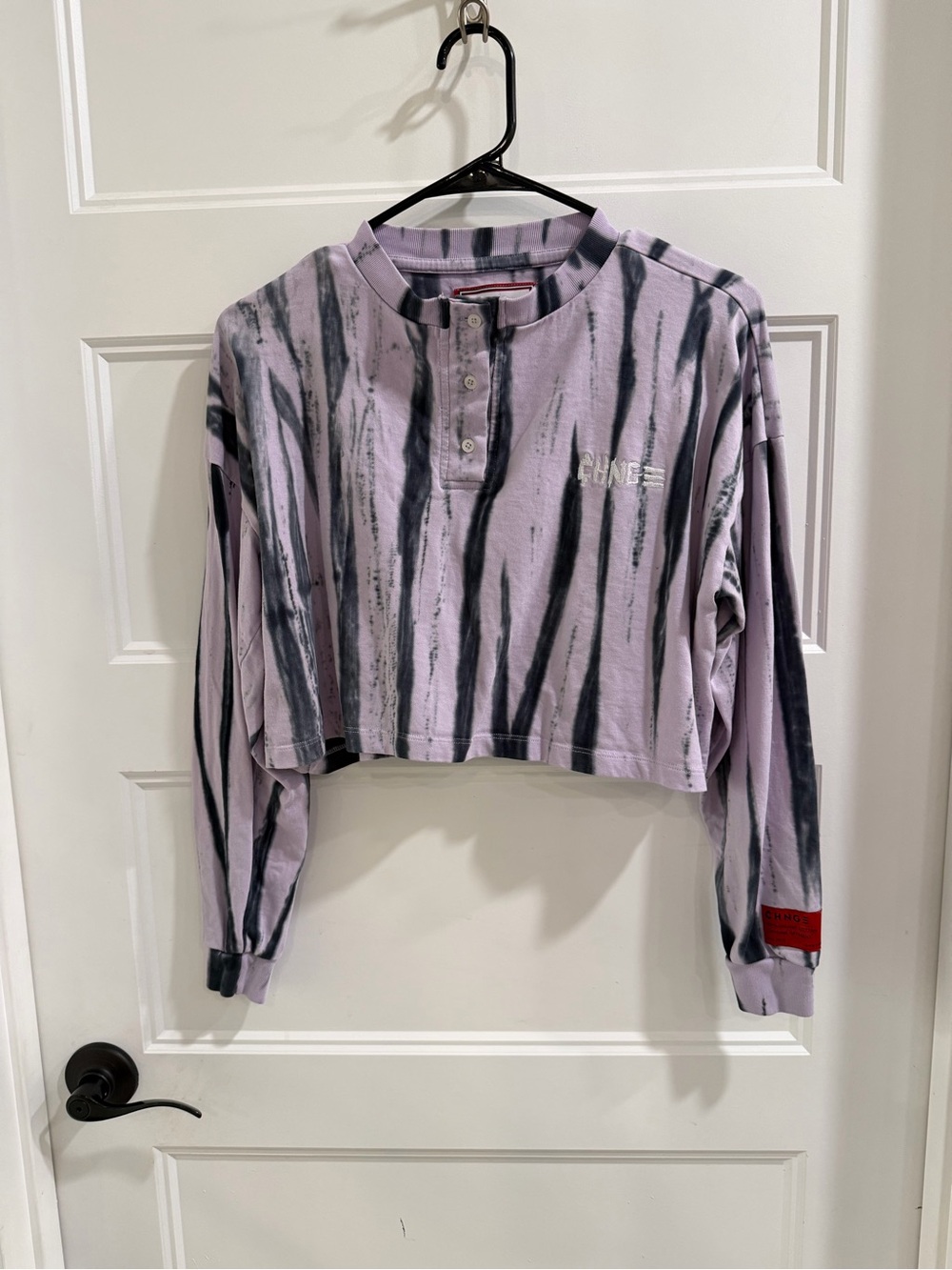 CHNGE Lavender & Charcoal Striped Henley